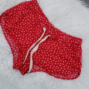 Snowflake Flannel Shorts by Old Navy with Tie at Waist in Red and White